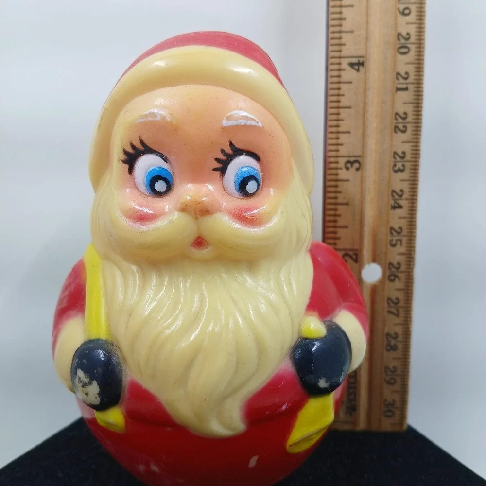Vintage Kiddie Products Santa Claus Roly Poly Wobbler Toy Plastic 23cm Christmas